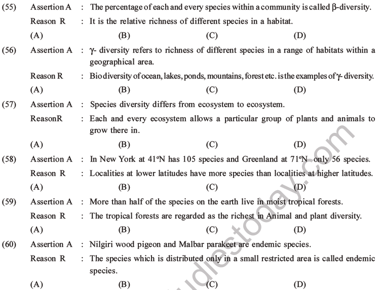 NEET Biology Biodiversity And Its Conservation MCQs Set B, Multiple ...